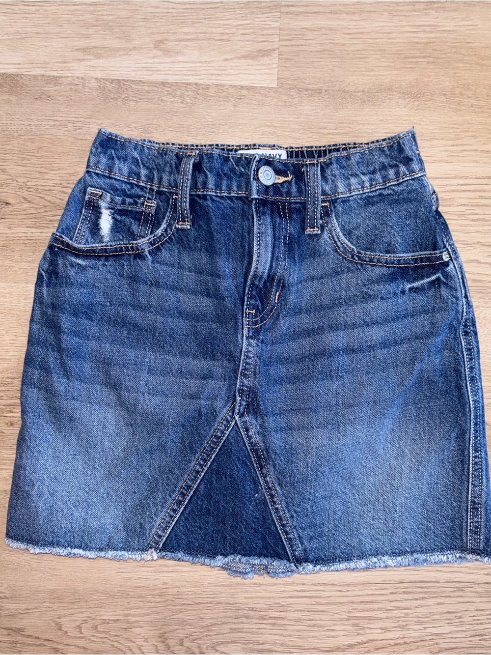 Old Navy Dark Blue Denim Mini Skirt with Front V-Slit